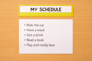 Visual schedule using written text